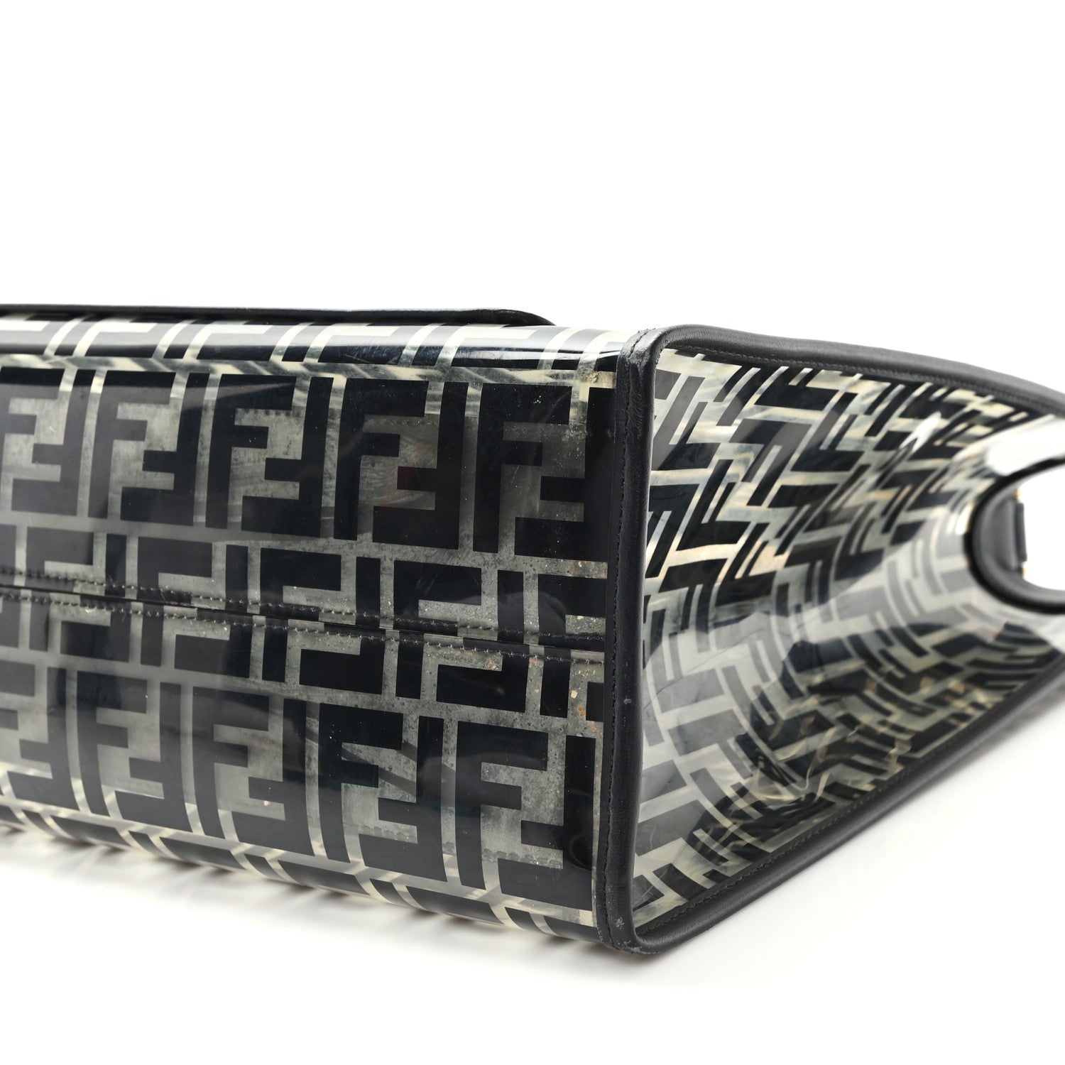 Fendi TPU FF Vitello Century Plexiglass Medium Runaway Shopper Tote Black 9 of 10