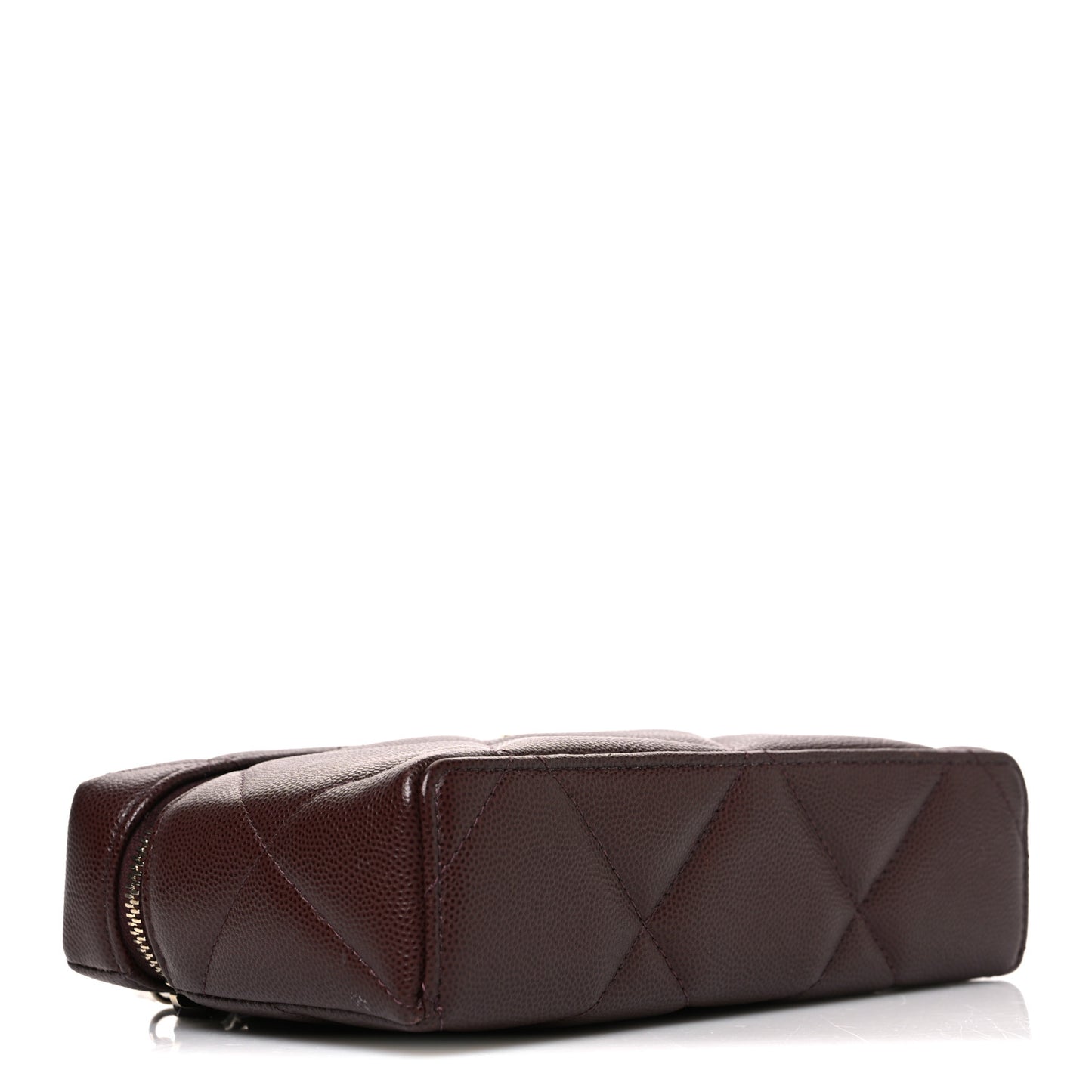 Caviar Quilted Top Handle Slim Vanity With Chain Dark Brown
