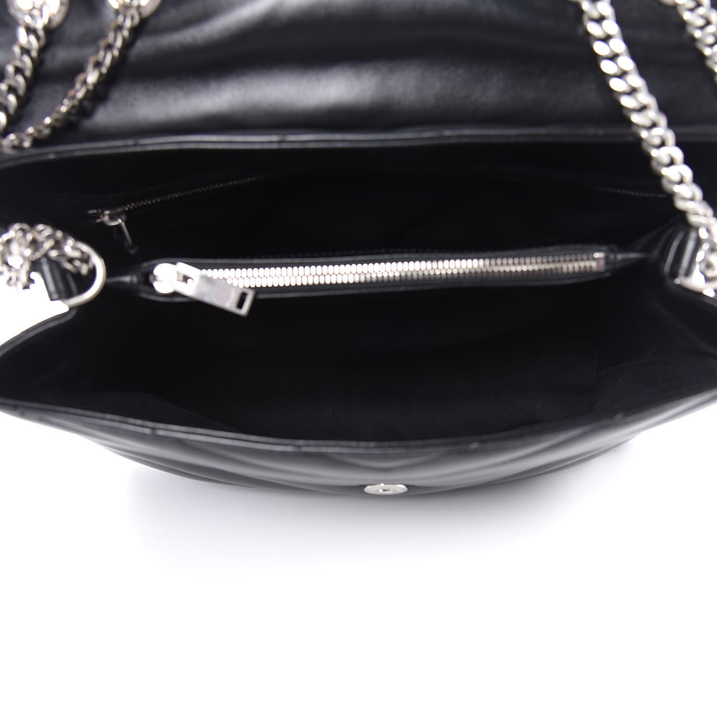 Calfskin Y Quilted Monogram Medium Loulou Chain Satchel Black