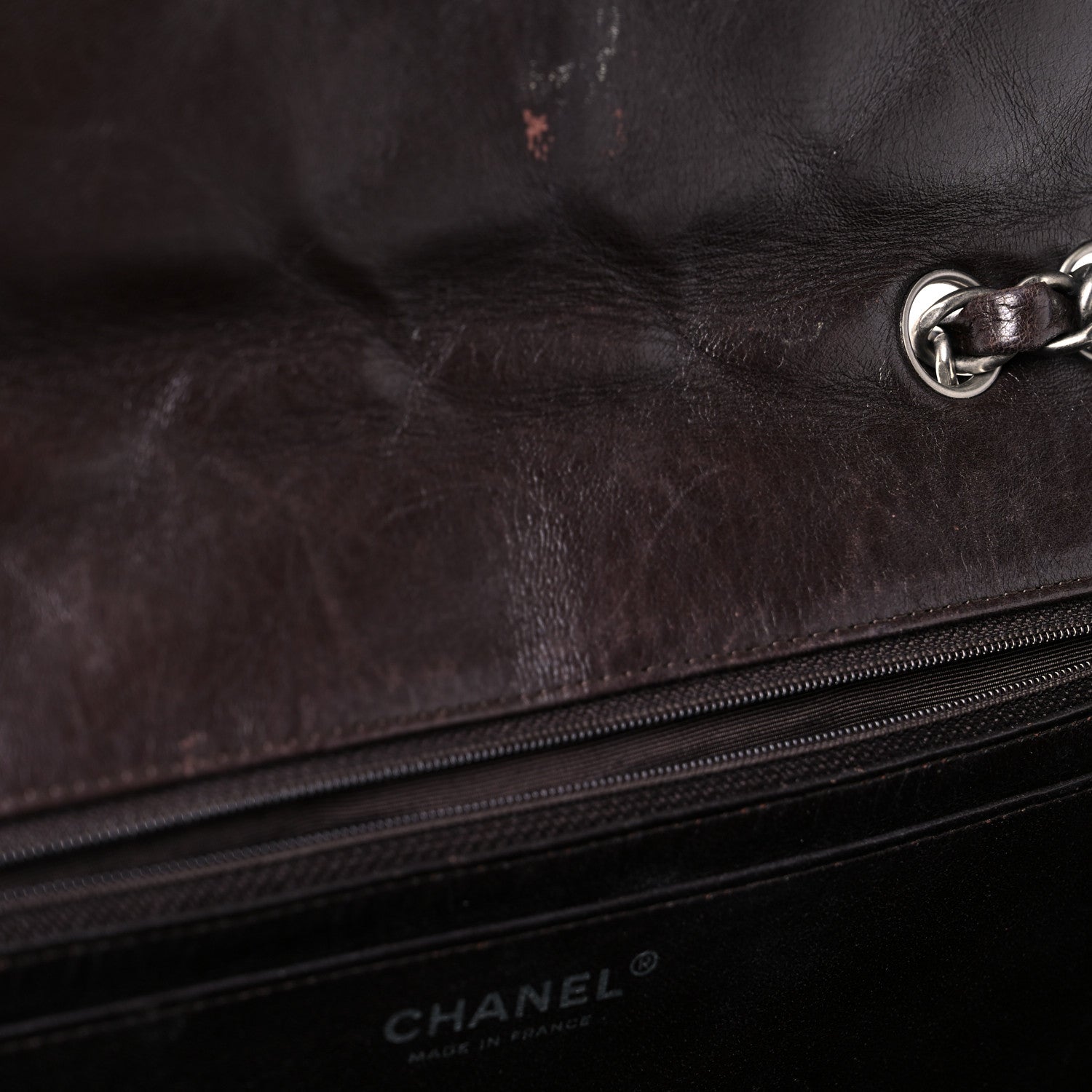Chanel Washed Lambskin Quilted Jumbo Hybrid Reissue Flap Dark Brown 15 of 27