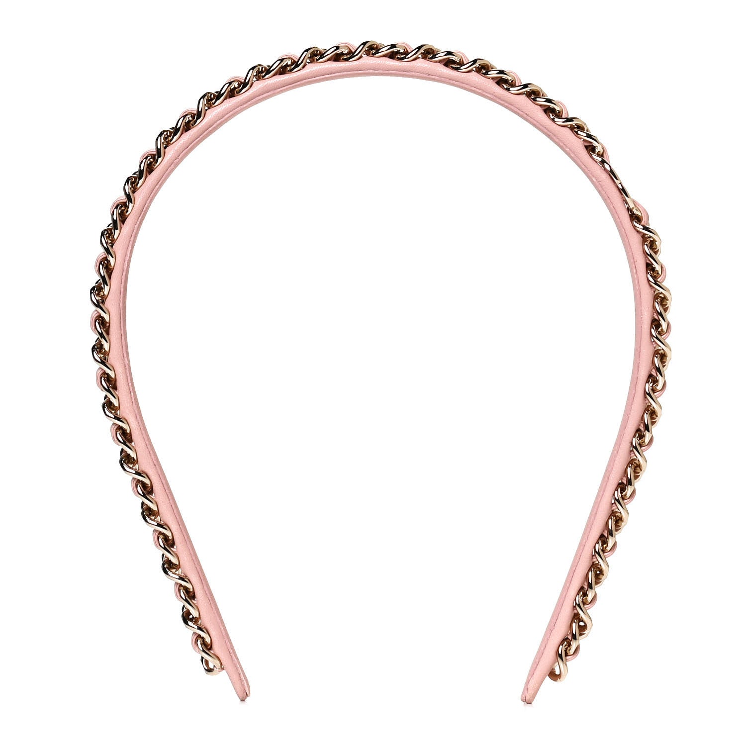 Chanel Metal Lambskin CC Turnlock Chain Headband Gold Pink 1 of 5