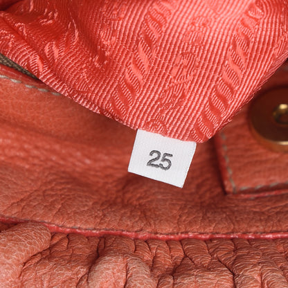 Prada Cervo Deerskin Pleats Tote Corallo 8 of 18