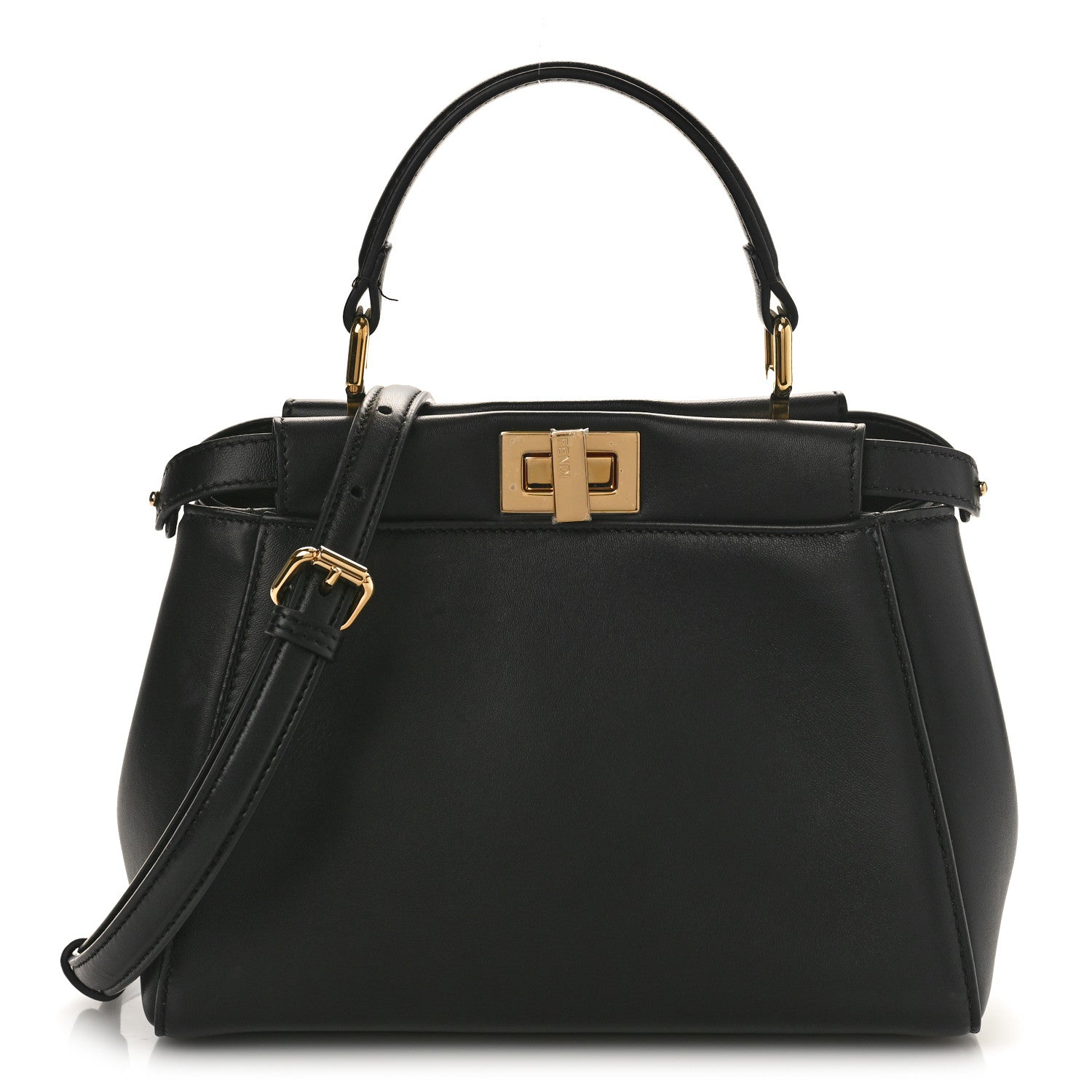 Fendi Nappa Mini Peekaboo Iconic Satchel Black 1 of 10