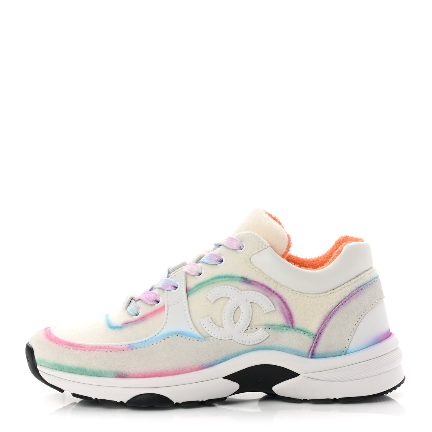 Wool Suede Calfskin CC Sneakers 37.5 Multicolor