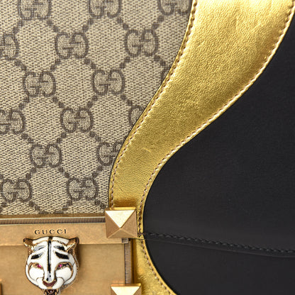 Gucci Nappa GG Supreme Monogram Medium Osiride Top Handle Bag Black Oro Vecchio Beige Ebony 13 of 14