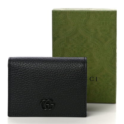 Gucci Dollar Calfskin Enamel Monochrome GG Marmont Card Case Black 10 of 10