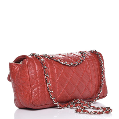 Chanel Aged Calfskin Perforated East West Flap Red 3 of 13