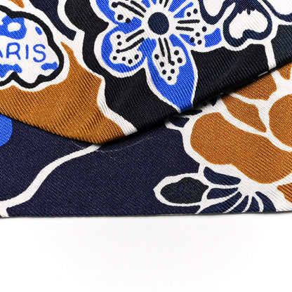 Hermes Silk Bingata Sticker Twilly Marine Tabac Bleu Vif 6 of 6
