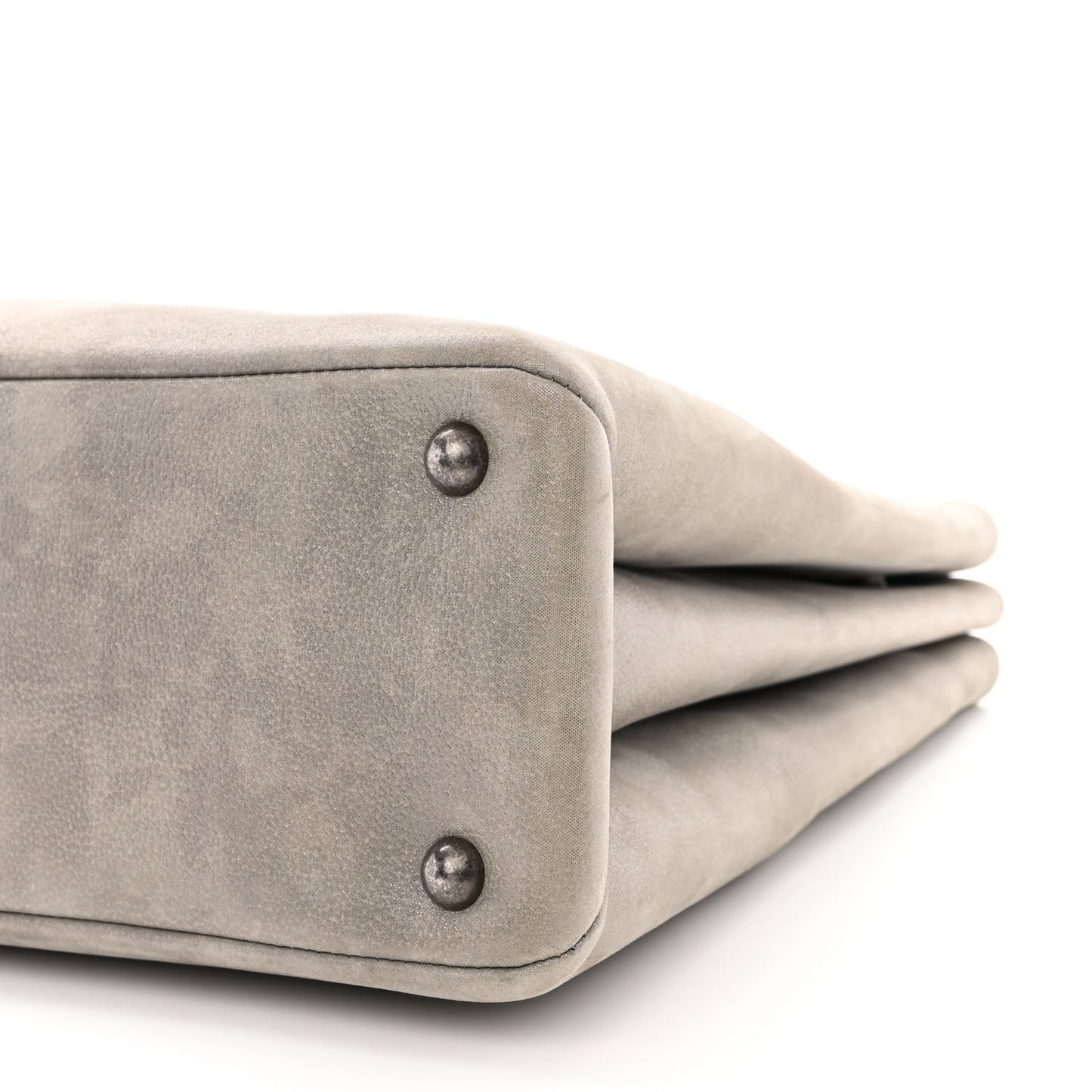Iridescent Calfskin CC East West Shopping Tote Light Grey