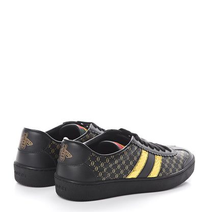 Gucci X DAPPER DAN Calfskin Laminated Ayers GG Micro Monogram Womens G74 Sneakers 35.5 Black Gold 4 of 7