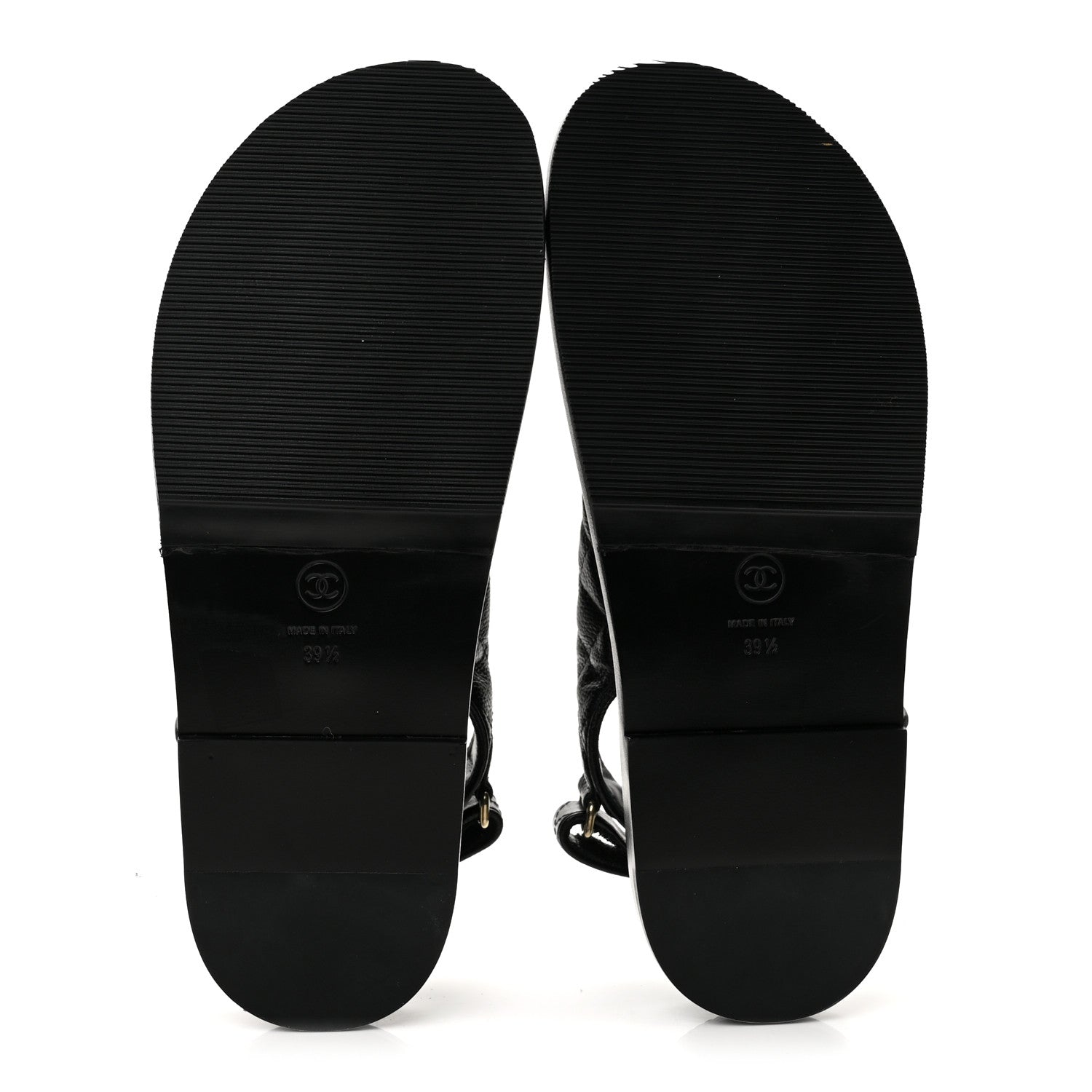 Chanel Grained Calfskin Velcro Dad Sandals 39.5 Black 6 of 11