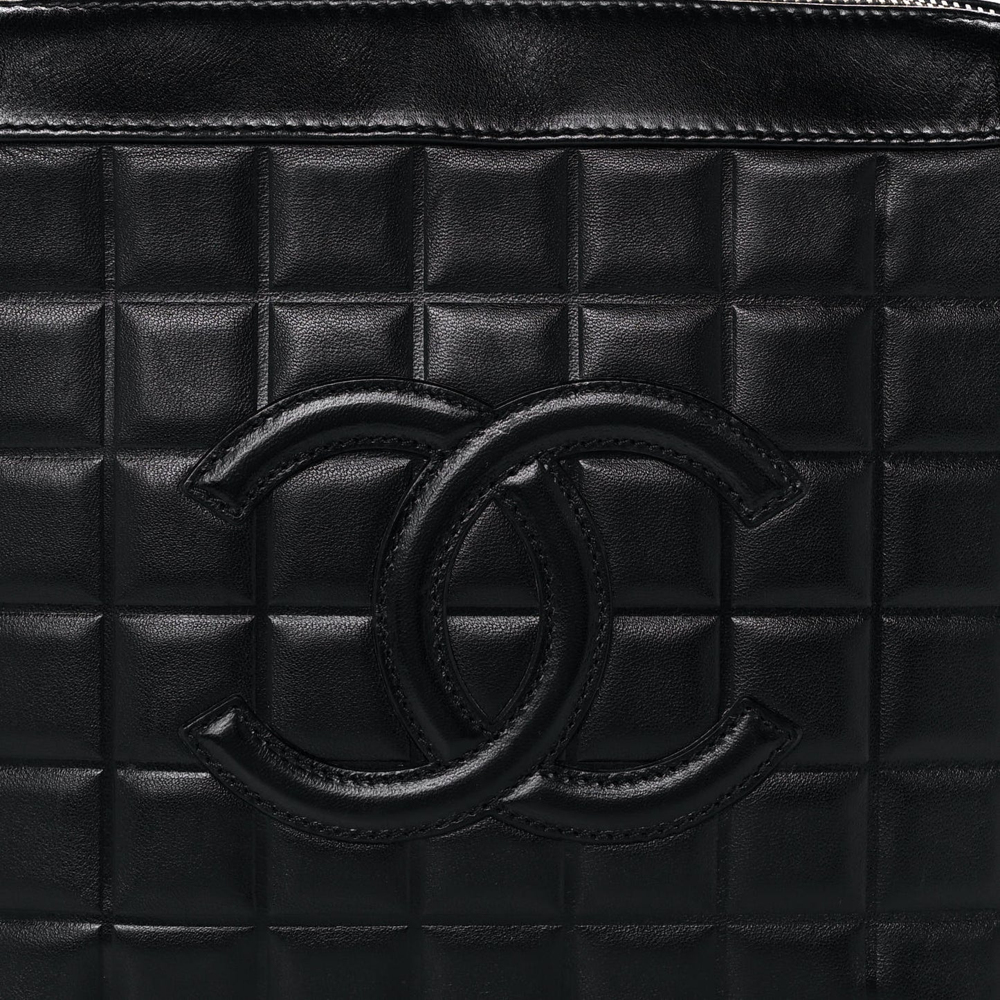 Lambskin Chocolate Bar Quilted Small Shoulder Bag Black