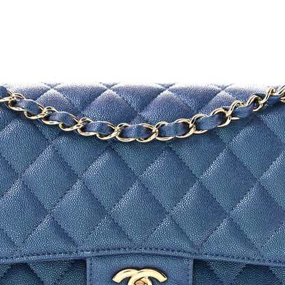 Chanel Iridescent Caviar Quilted Medium Double Flap Dark Blue 8 of 11