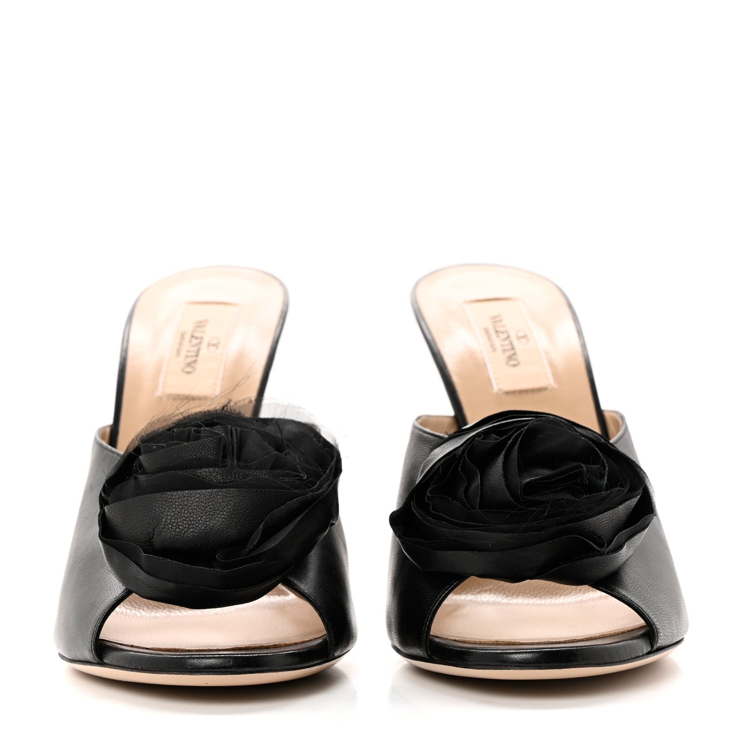 Nappa Rose Slide Sandals 40.5 Black