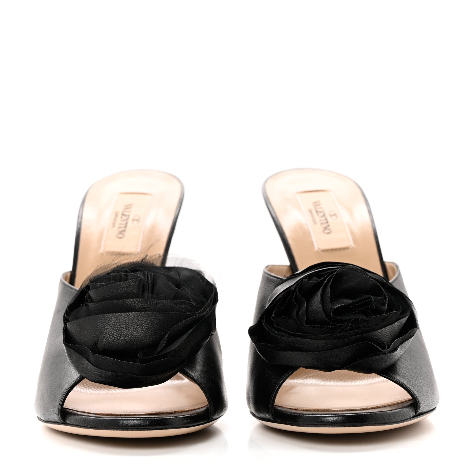Valentino Garavani Nappa Rose Slide Sandals 40.5 Black 2 of 9