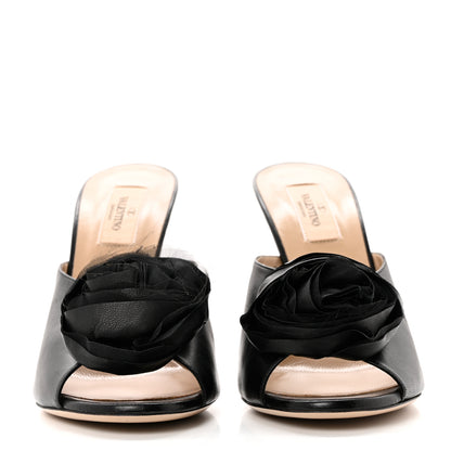 Valentino Garavani Nappa Rose Slide Sandals 40.5 Black 2 of 9