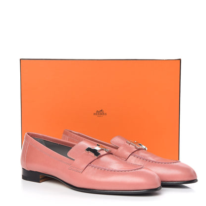 Hermes Goatskin Paris Loafers 37 Rouge Blush 9 of 9