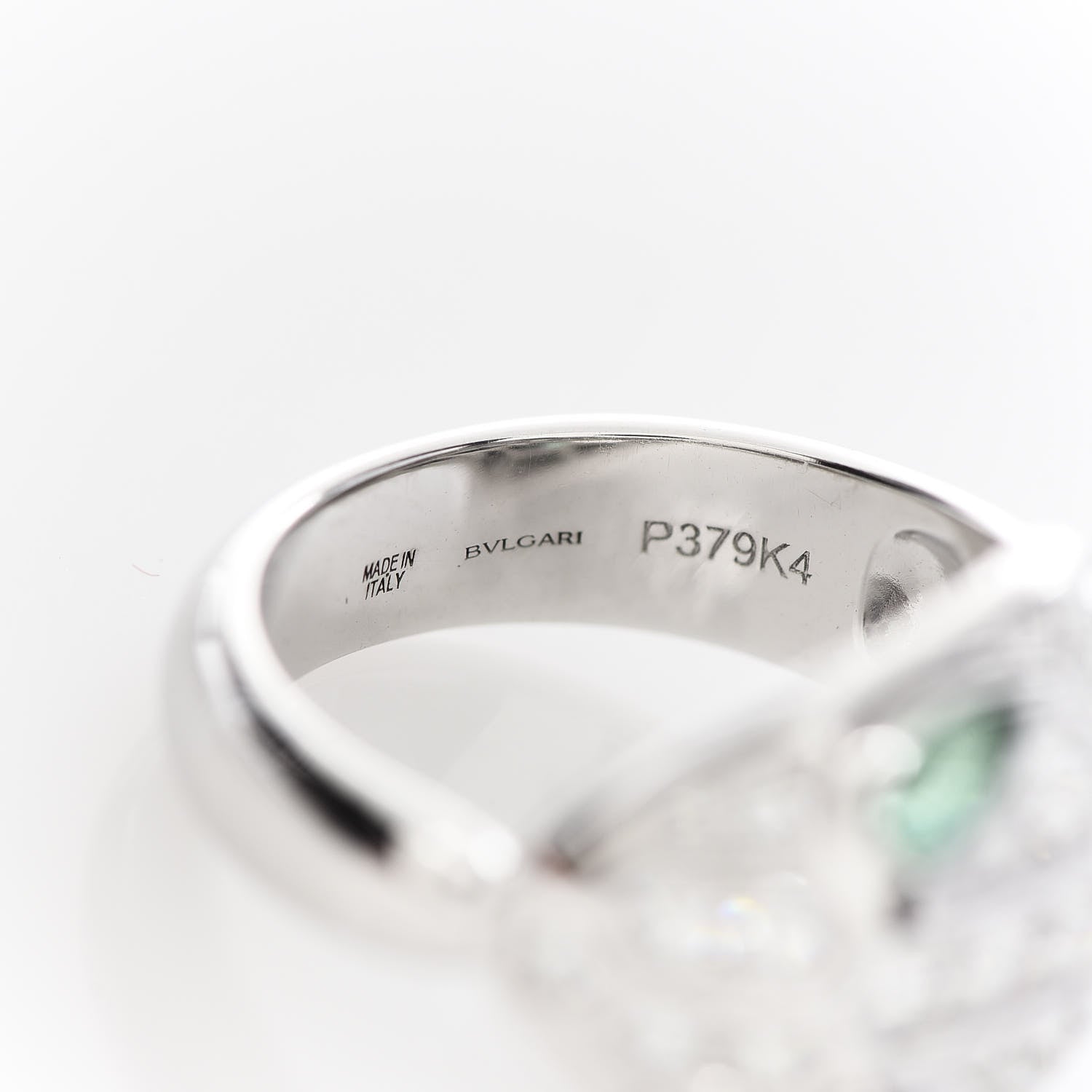 Bulgari 18K White Gold Diamond Emerald Serpenti Seduttori Ring 50 5.25 6 of 6