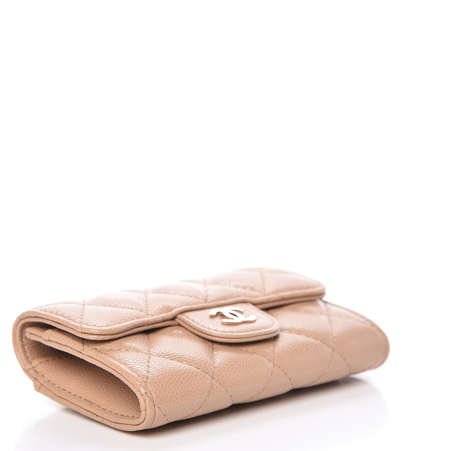 Chanel Caviar Quilted Card Holder Wallet Beige 4 of 9
