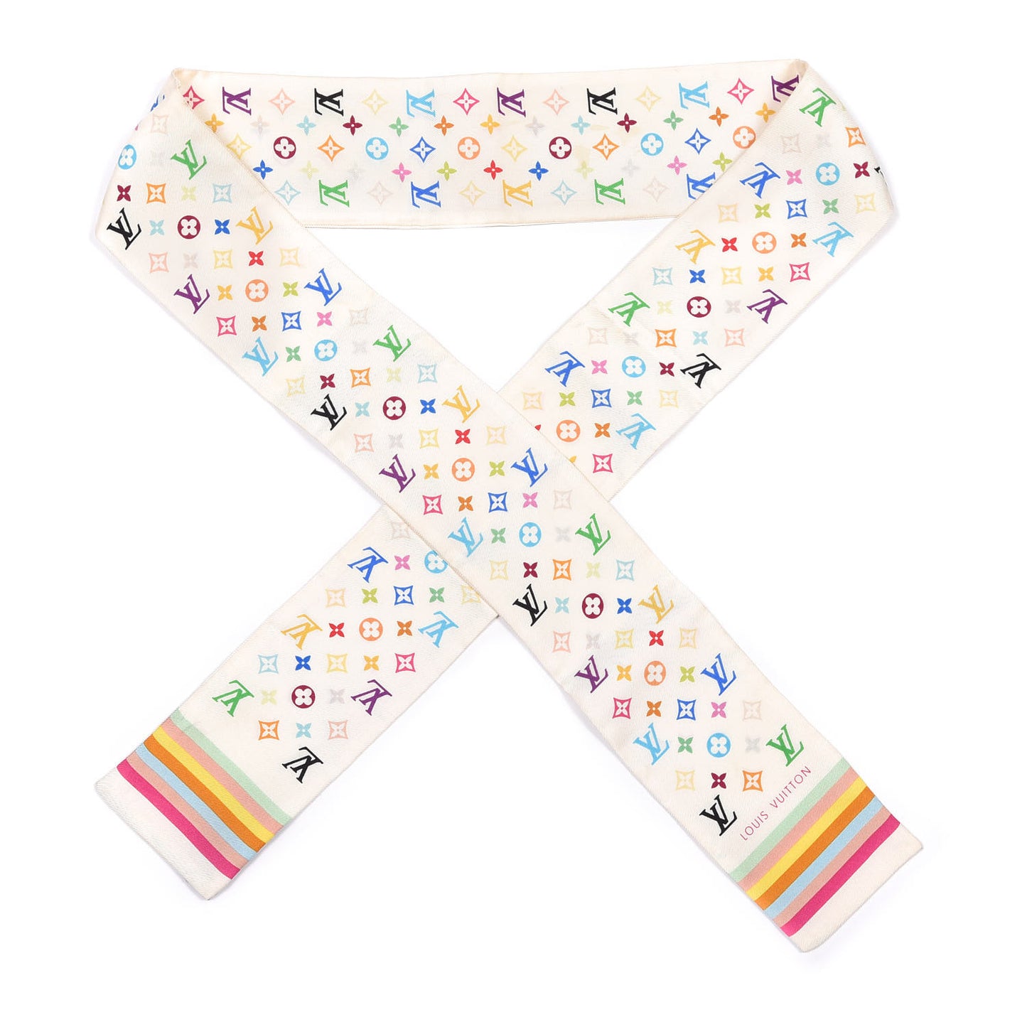 Silk Monogram Multicolor Bandeau White