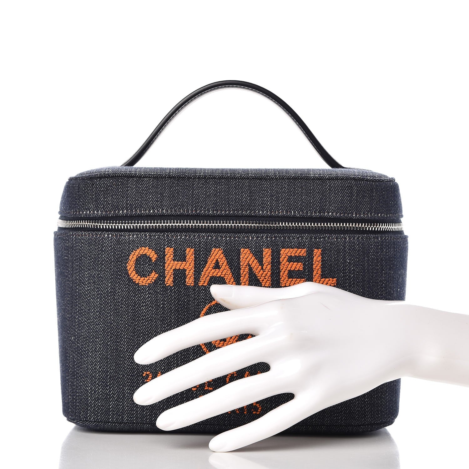 Chanel Denim Deauville Vanity Pouch Blue Orange 2 of 9