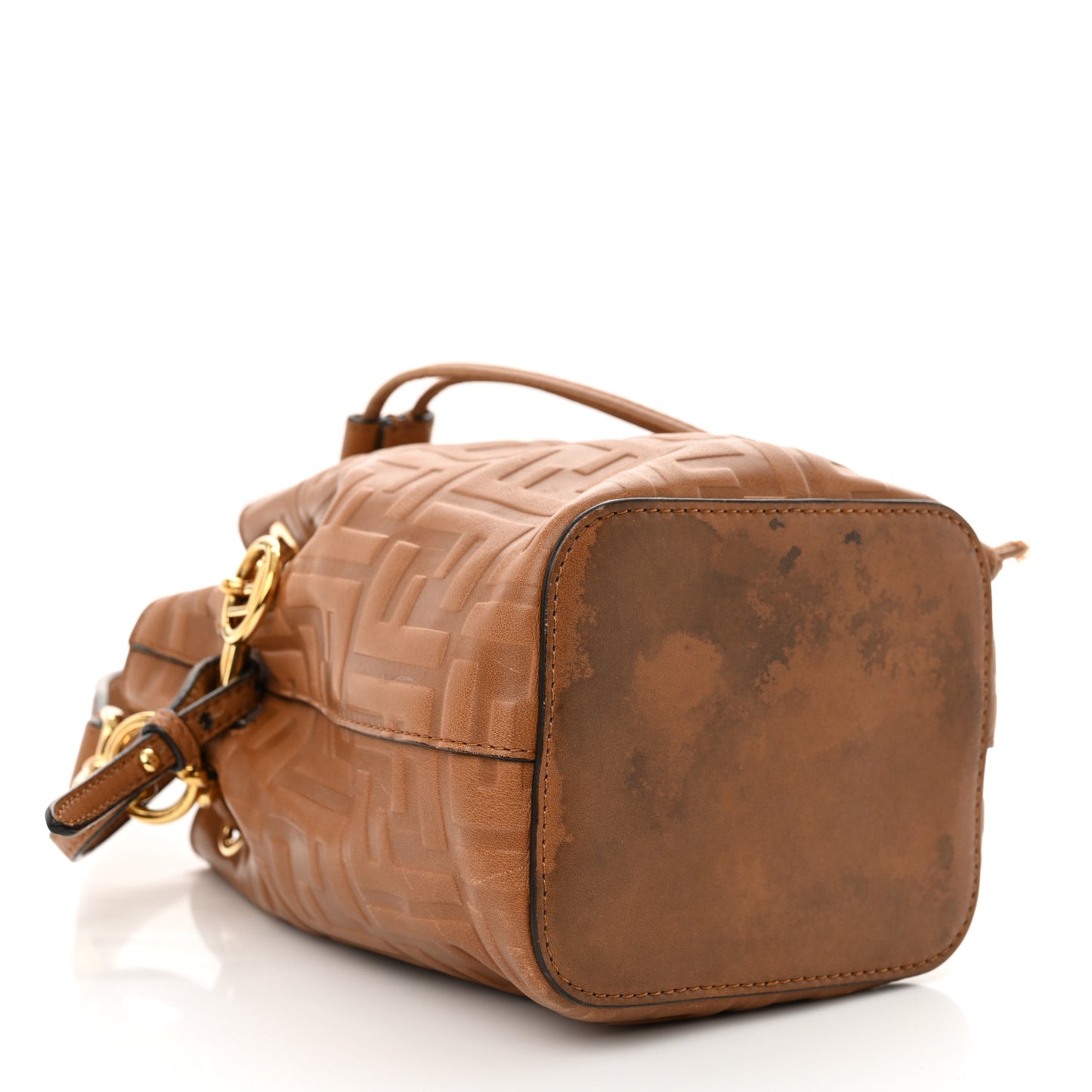 Vitello Cristallo Nature F is Fendi FF 1974 Embossed Mini Mon Tresor Bucket Bag Cuoio