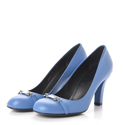 Gucci Calfskin Logo Plate Pumps 36 Sky Blue 3 of 7