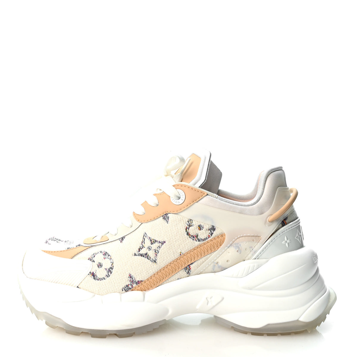 Monogram Tweed Calfskin Run 55 Sneakers 37 White