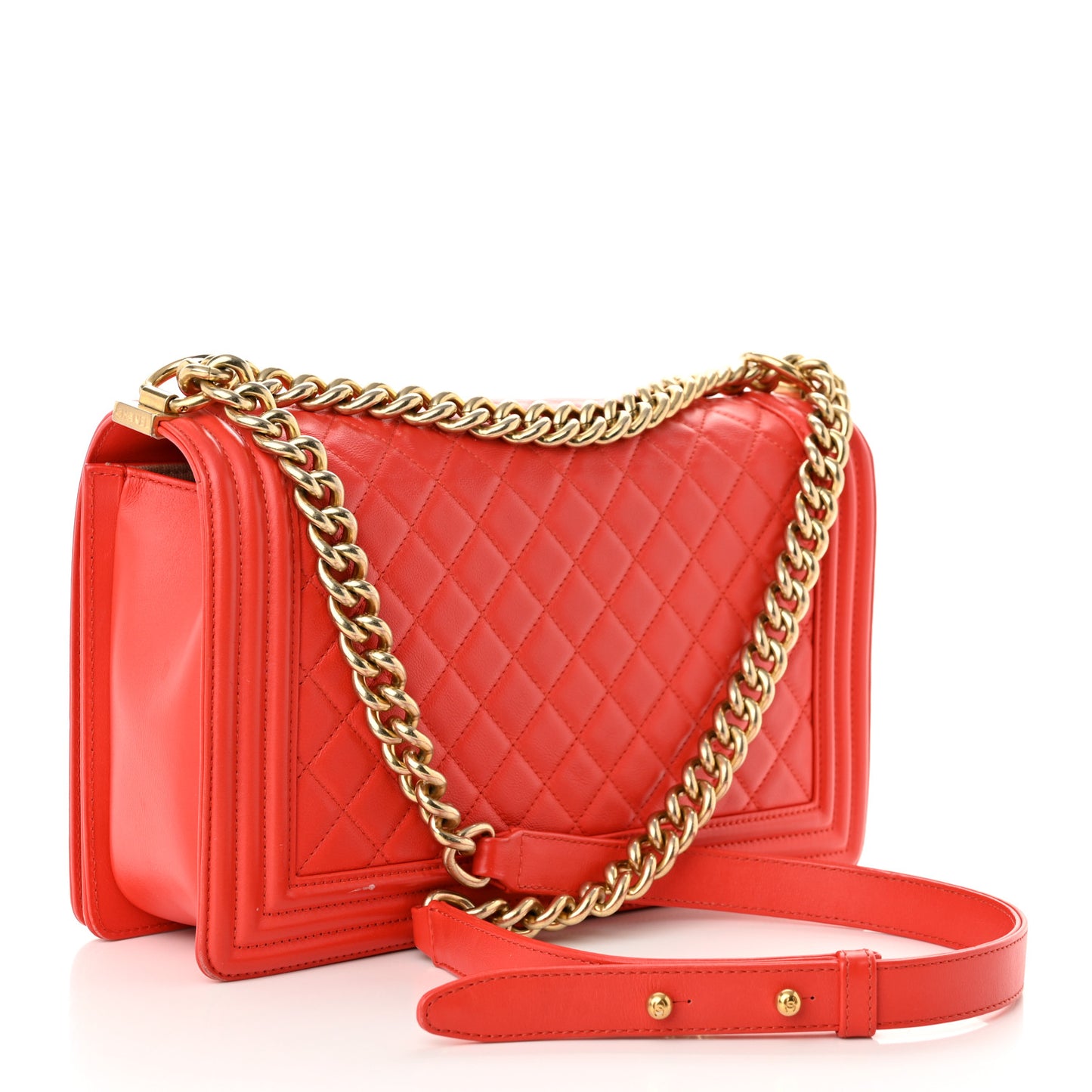 Calfskin Quilted New Medium Boy Flap Red