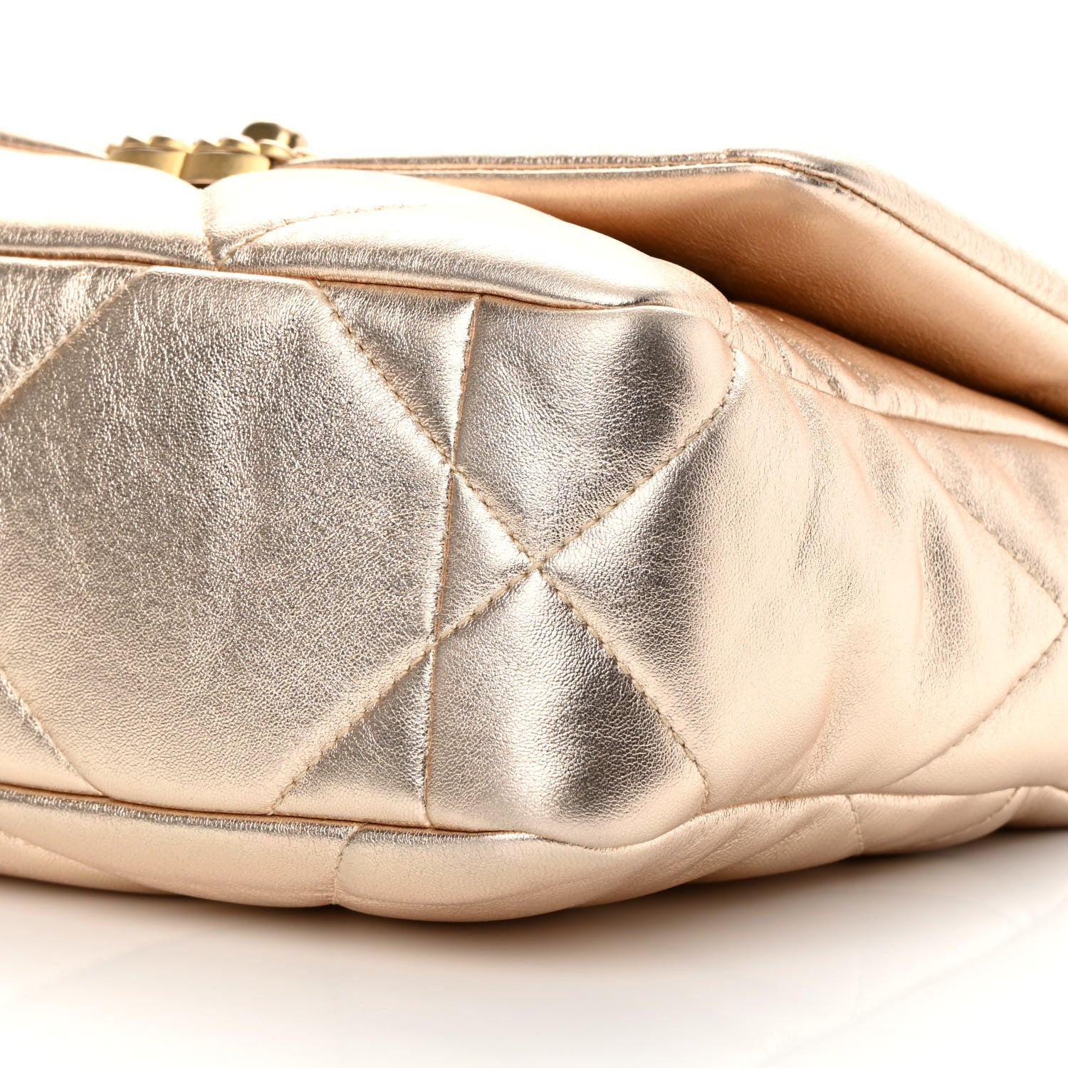 Chanel Metallic Lambskin Quilted Medium Chanel 19 Flap Gold 10 of 16