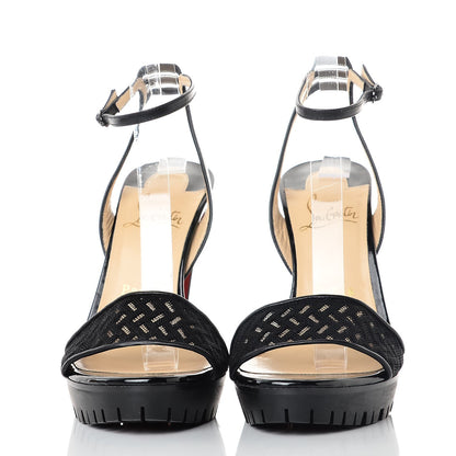 Christian Louboutin Chevron Mesh Patent Volumetric 120 Sandals 37 Black 2 of 10