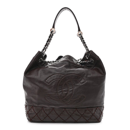 Chanel Calfskin Drawstring CC Bucket Bag Dark Brown 1 of 11