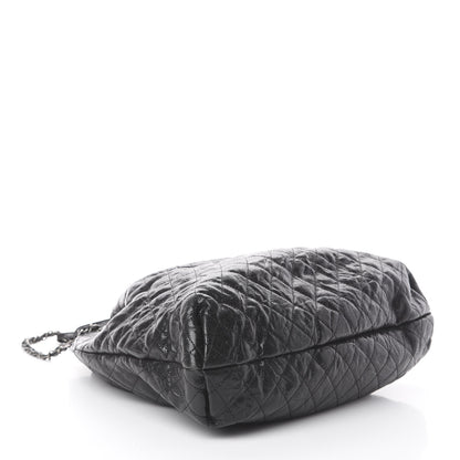 Chanel Distressed Glazed Caviar Quilted Large Elastic Tote Black 3 of 9