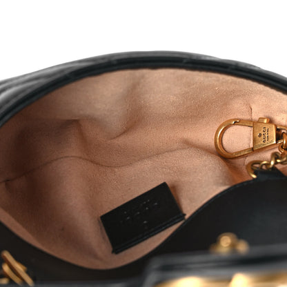 Gucci Calfskin Matelasse Super Mini GG Marmont Shoulder Bag Black 5 of 9