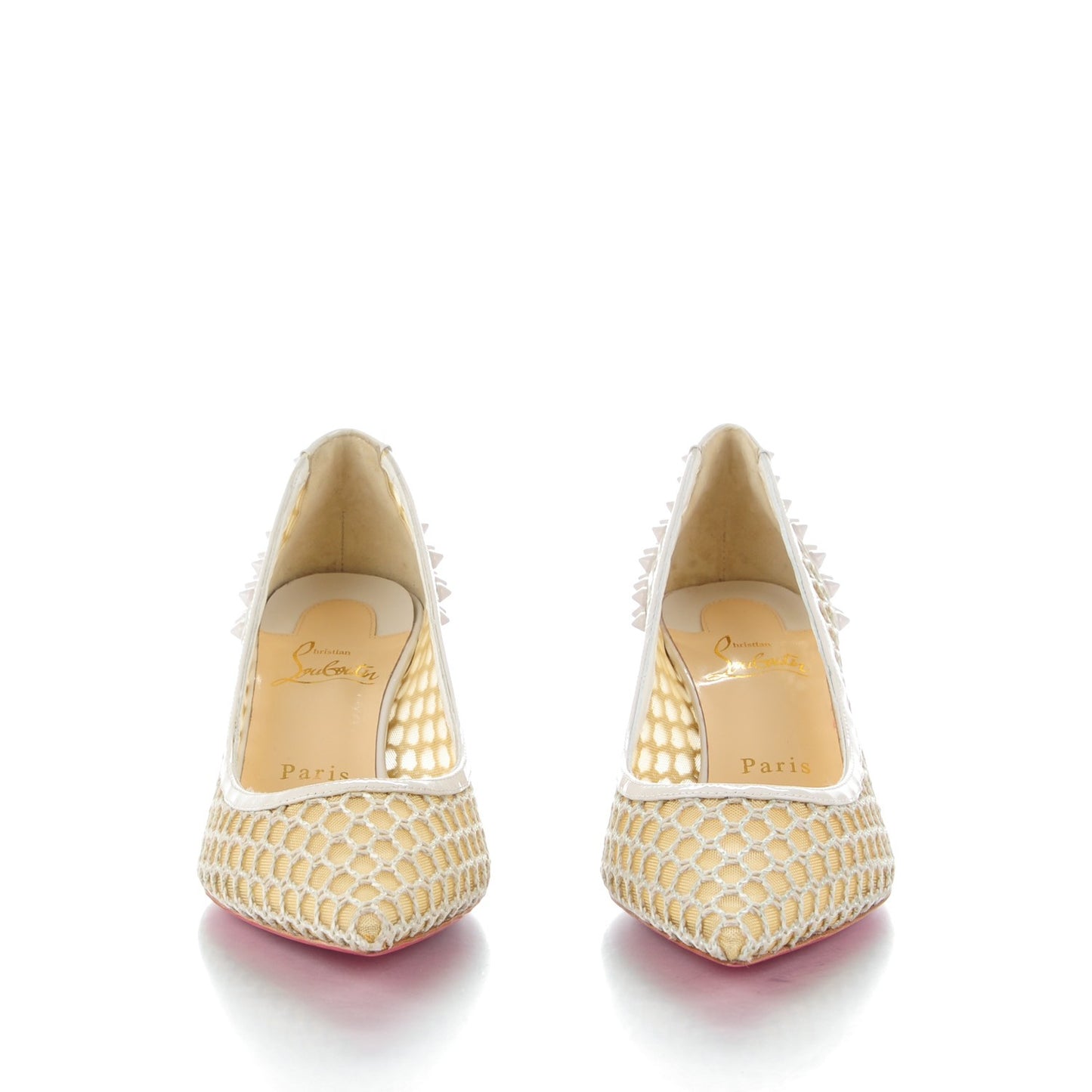 Fishnet Patent Guni 55 Spiked Pumps 37 White
