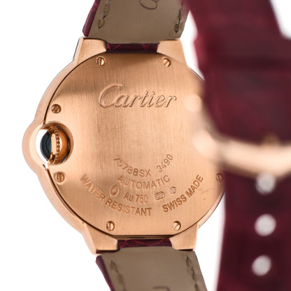 Cartier 18K Pink Gold Alligator 33mm Ballon Bleu De Cartier Automatic Watch Red 4 of 4