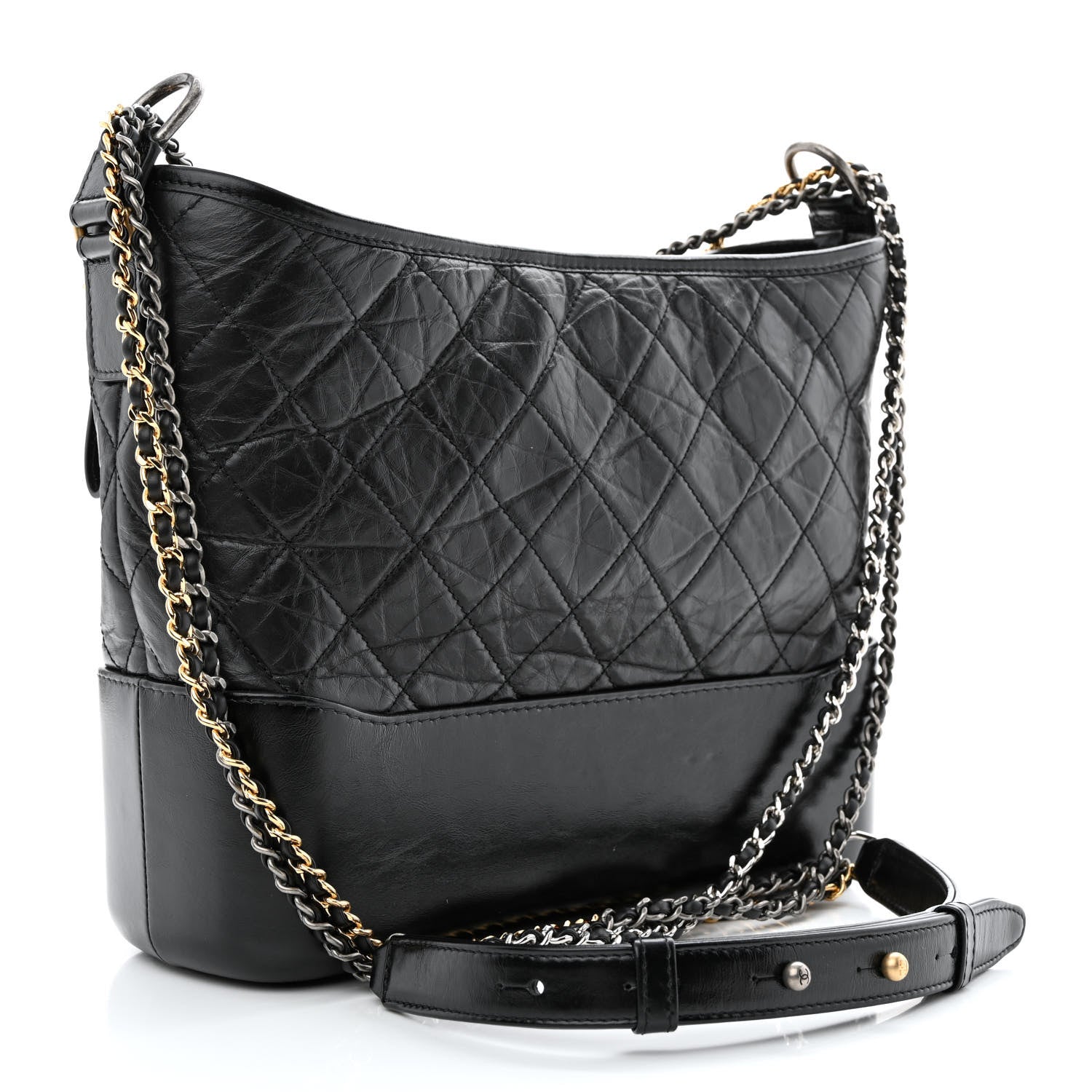 Chanel Aged Calfskin Quilted Medium Gabrielle Hobo Black 2 of 11