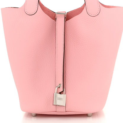 Hermes Taurillon Clemence Picotin Lock 18 PM Rose Sakura 8 of 11