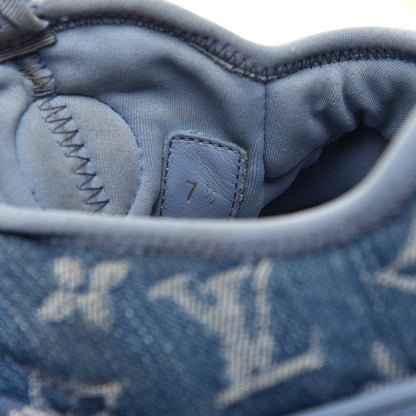 Louis Vuitton Denim Rubber Monogram Fastlane Low Sneakers 7.5 Navy 8 of 10