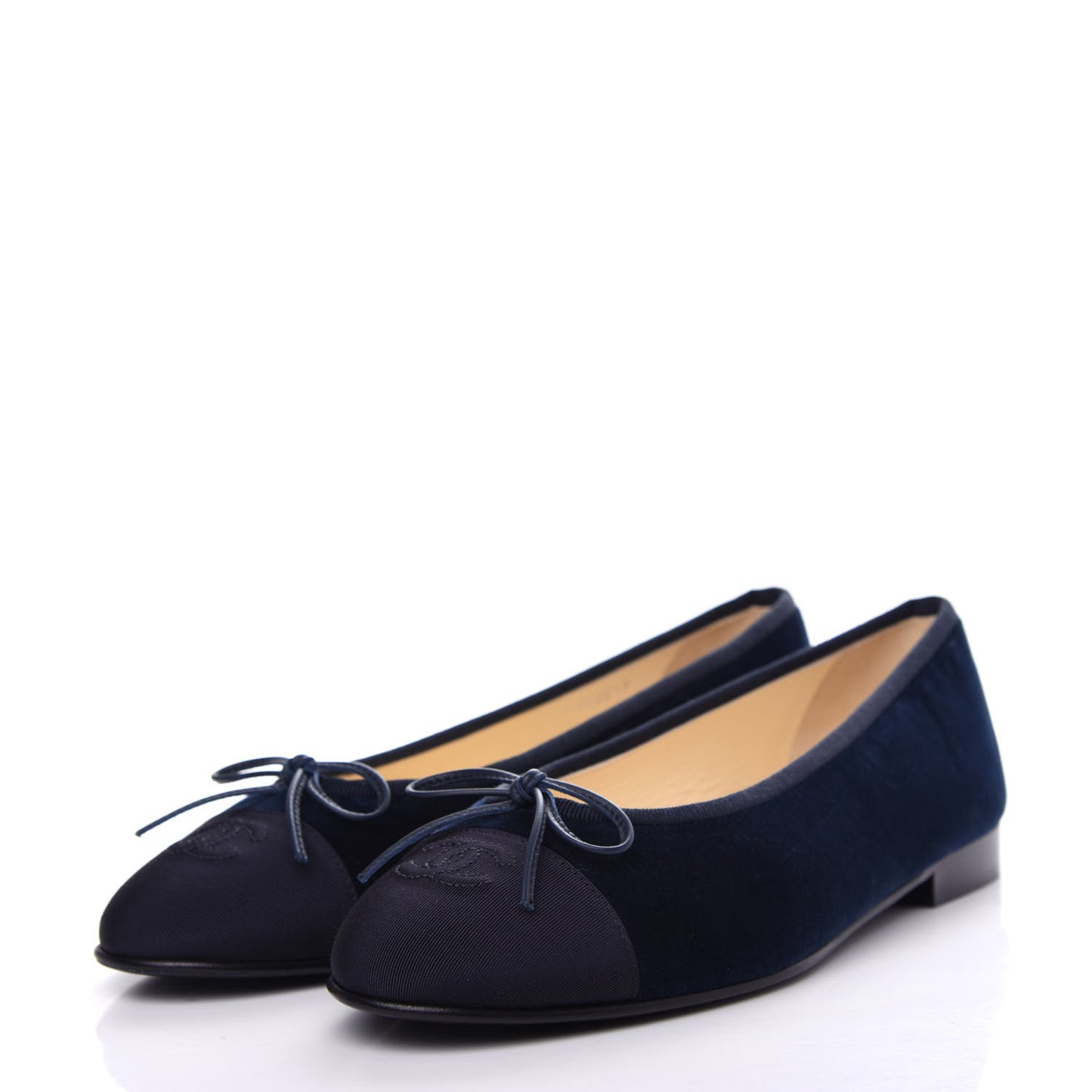 Velvet Cap Toe Ballerina Flats 39 Navy