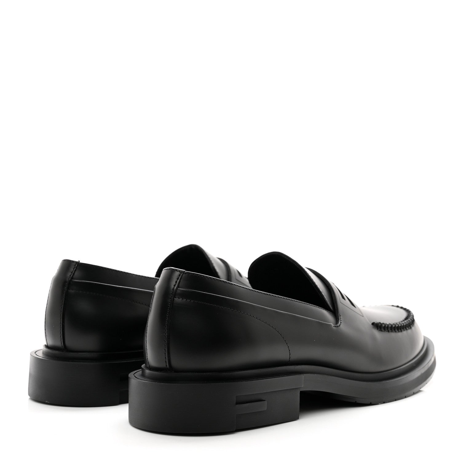 Fendi Vitello Abrasivato Mens Frame Loafers 8 Black 4 of 10