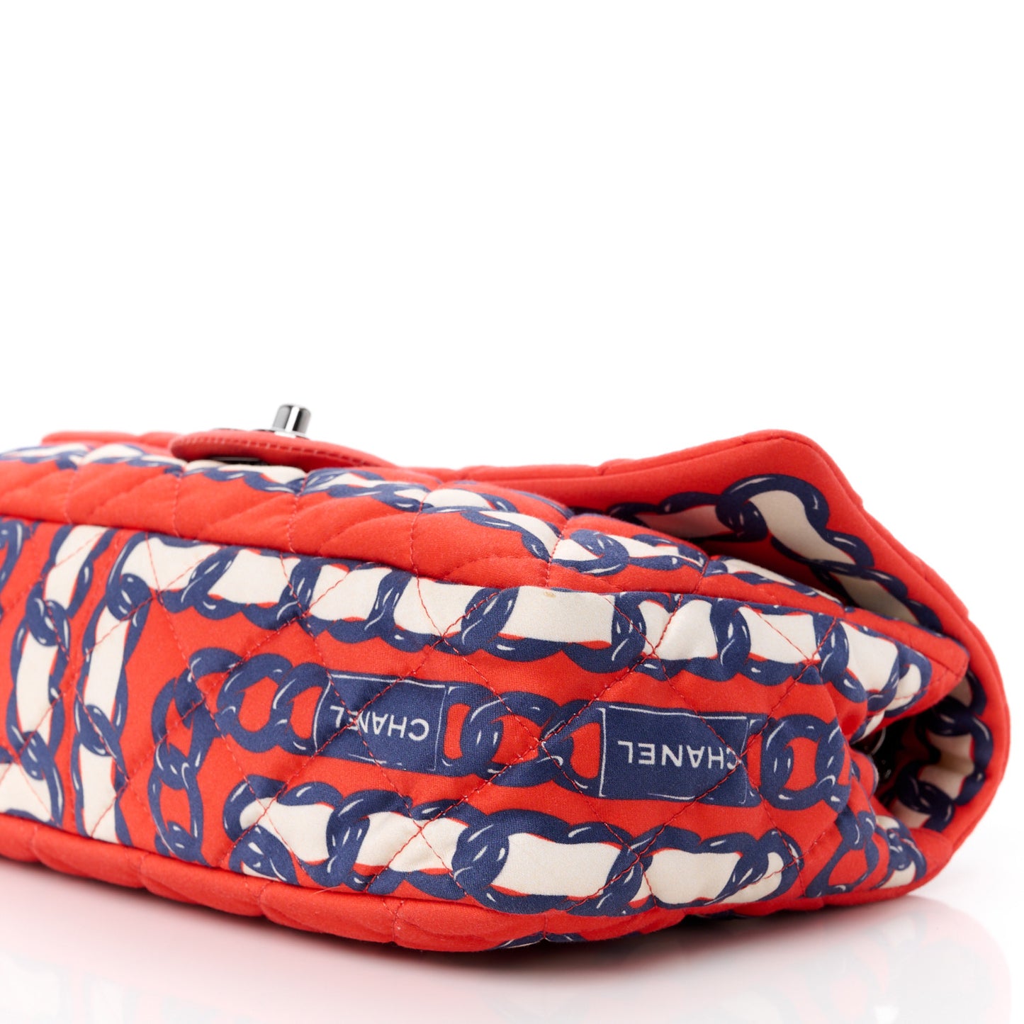 Silk Chain Printed Medium Single Flap Red