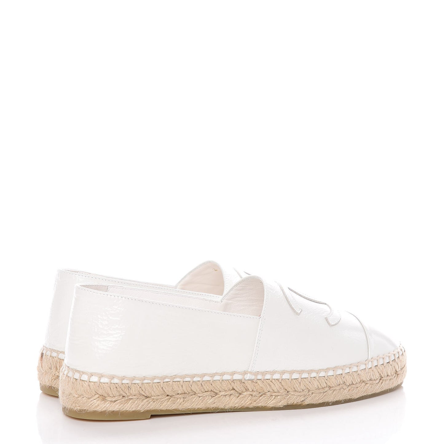 Distressed Patent CC Espadrilles 39 White