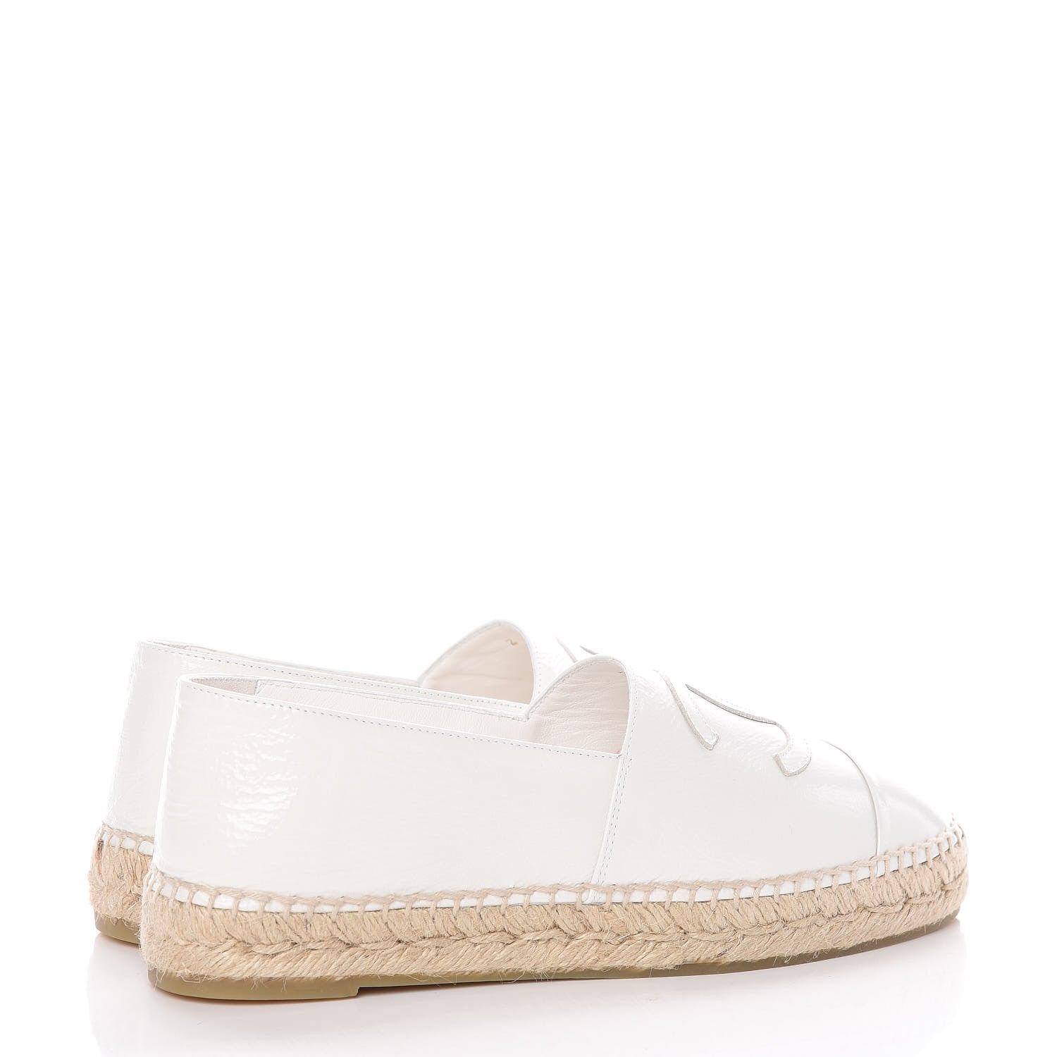 Chanel Distressed Patent CC Espadrilles 39 White 4 of 10
