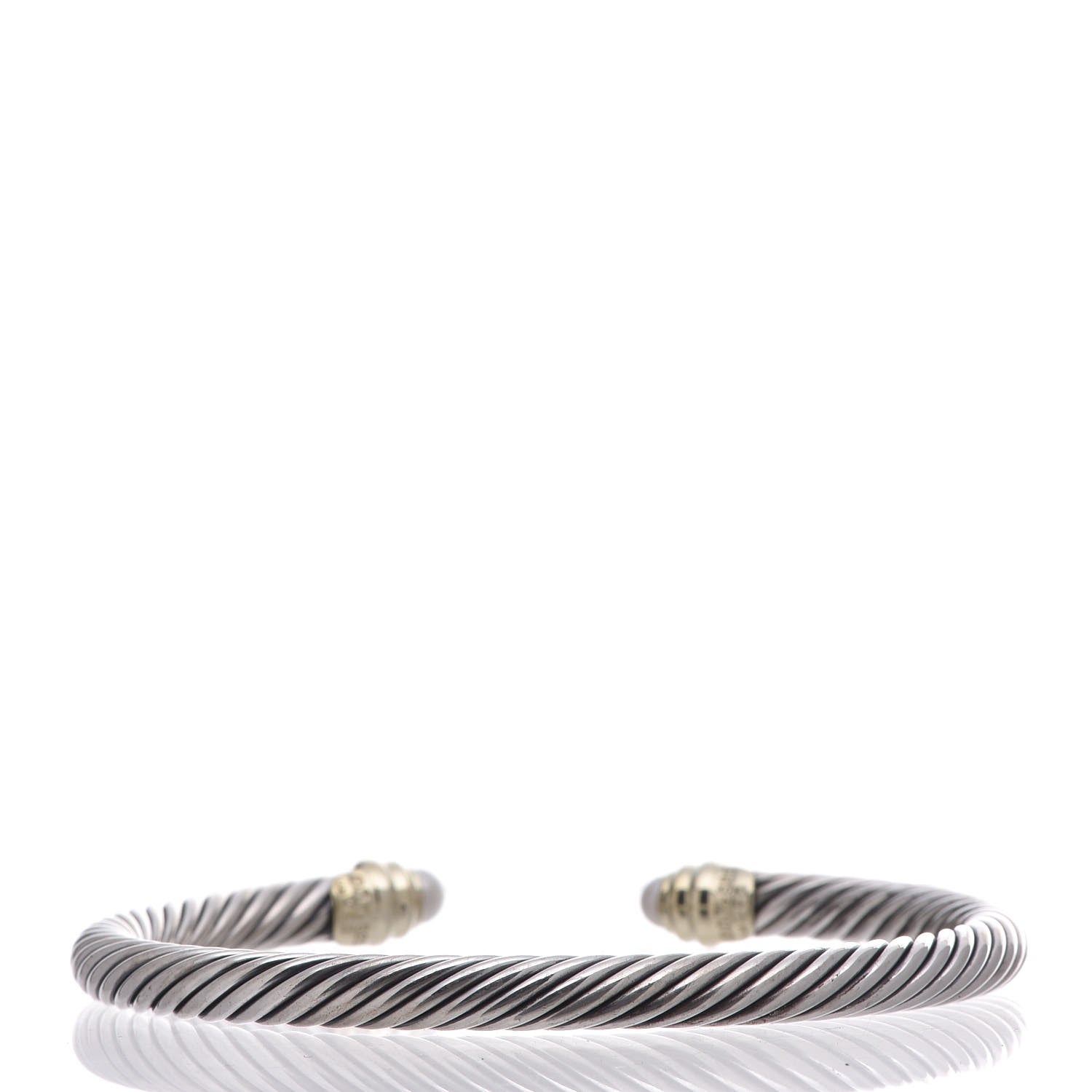 David Yurman Sterling Silver 14K Yellow Gold Pearl 5mm Cable Classics Petite Color Bracelet 3 of 4