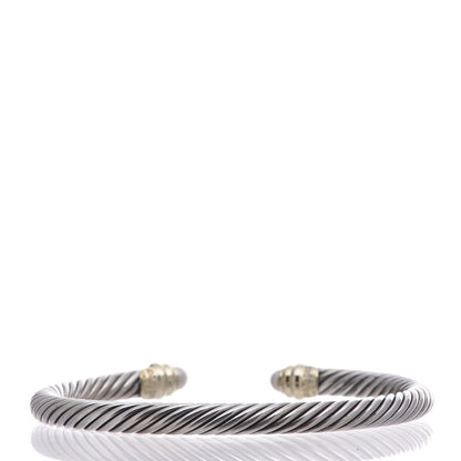 David Yurman Sterling Silver 14K Yellow Gold Pearl 5mm Cable Classics Petite Color Bracelet 3 of 4