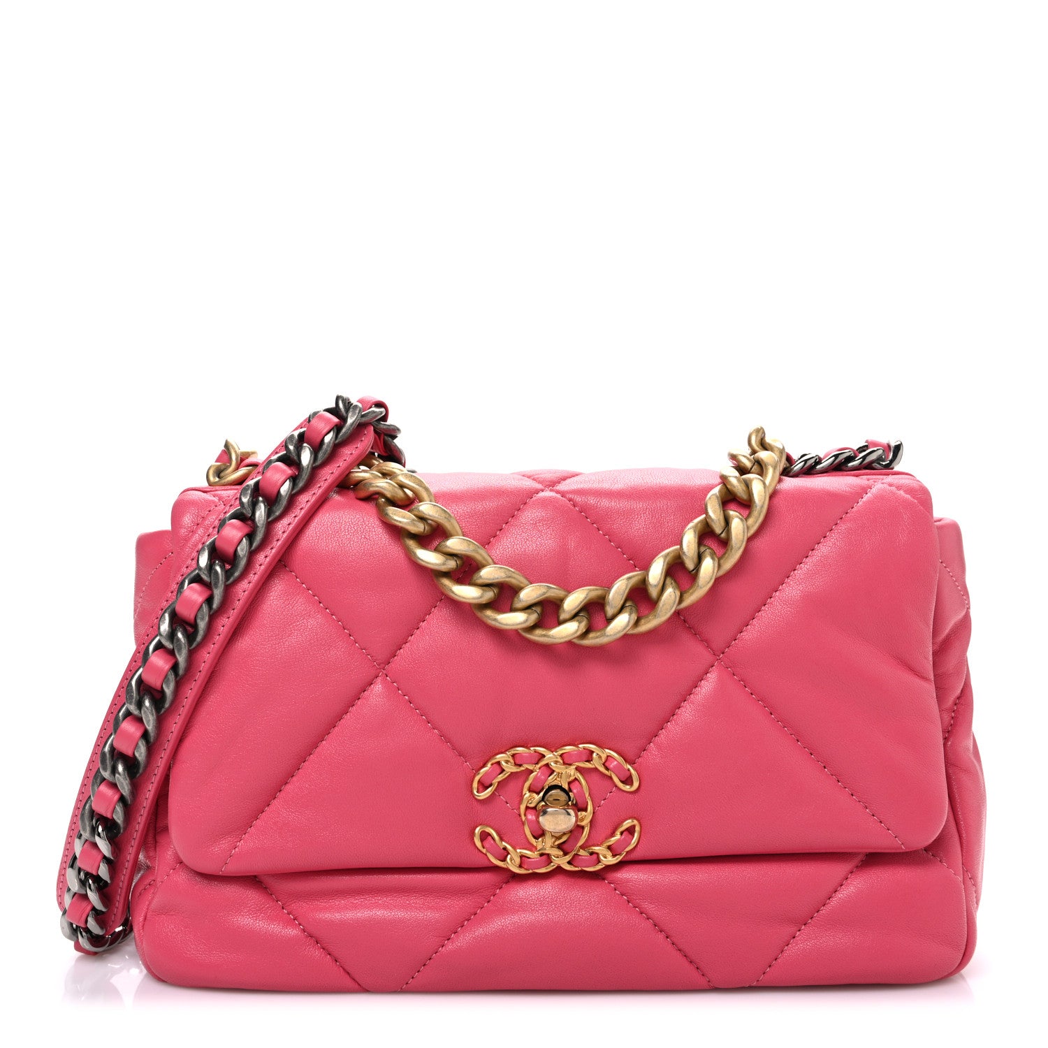 Chanel Lambskin Quilted Medium Chanel 19 Flap Dark Pink 1 of 10