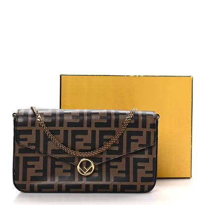 Fendi Vitello Soft F is Fendi Bi-Color FF 1974 Embossed Envelope Wallet On Chain with Pouches Maya Black 11 of 11