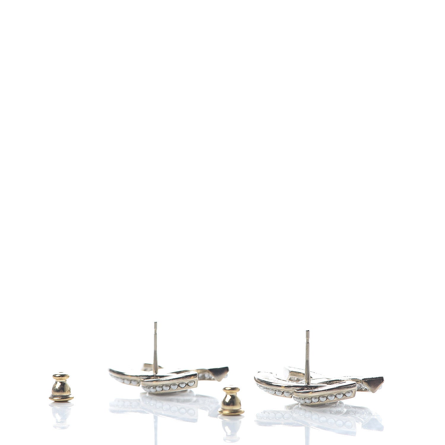 Chanel Pearl Crystal CC Earrings Gold 3 of 5