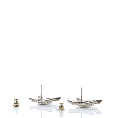 Chanel Pearl Crystal CC Earrings Gold 3 of 5
